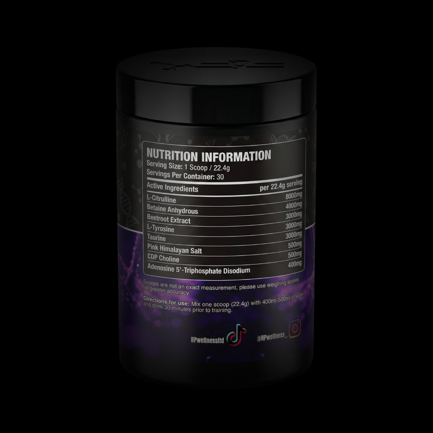 RP Wellness CODE-X Stim-Free Pre-Workout Pump Formula - Grape Burst 672g