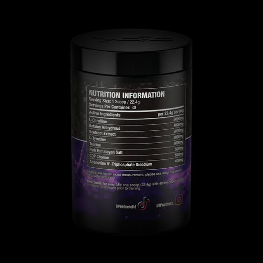 RP Wellness CODE-X Stim-Free Pre-Workout Pump Formula - Grape Burst 672g