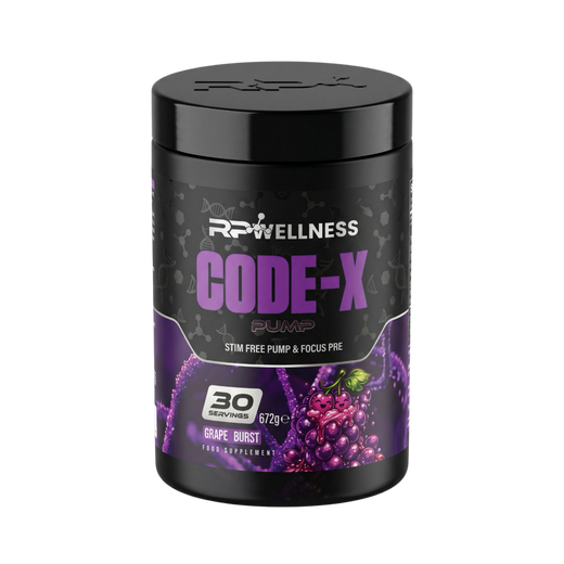 RP Wellness CODE-X Stim-Free Pre-Workout Pump Formula - Grape Burst 672g
