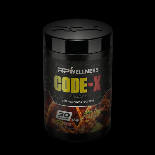 RP Wellness CODE-X Stim-Free Pre-Workout Pump Formula - Lemon Ice Tea 672g
