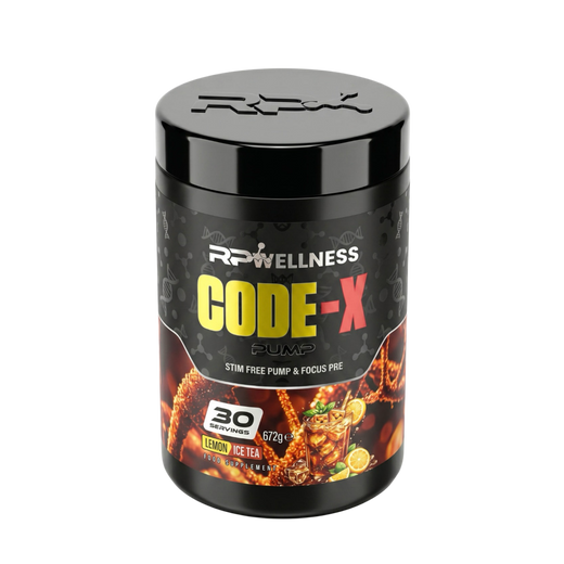 RP Wellness CODE-X Stim-Free Pre-Workout Pump Formula - Lemon Ice Tea 672g